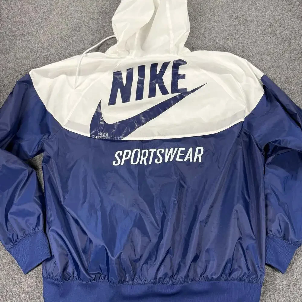 Nike Windrunner Woven Linen Jacket Blue White Size L HJ2040-100